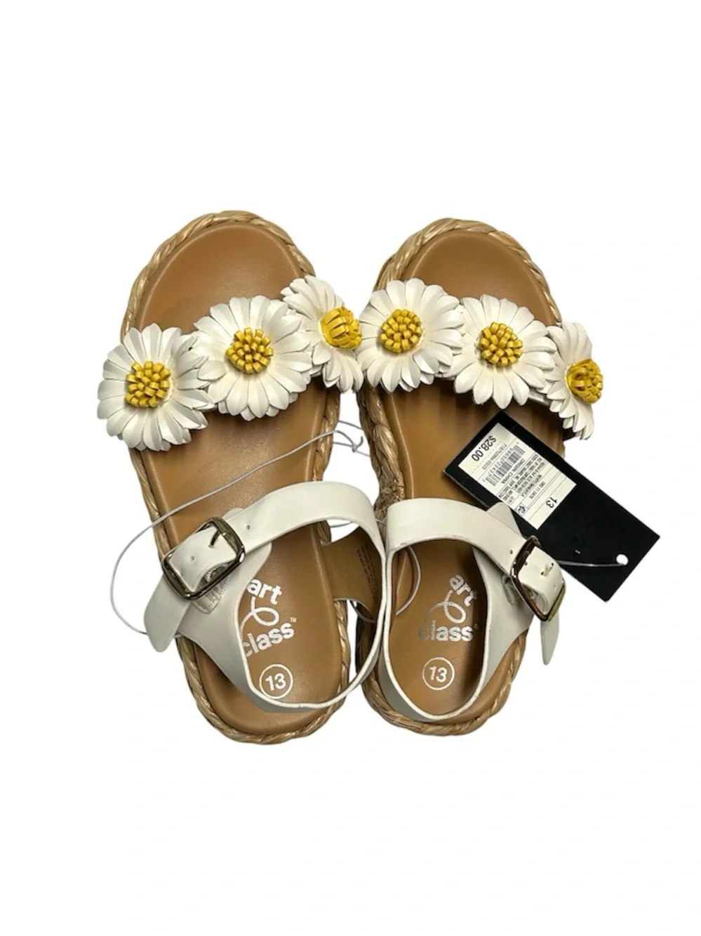 art class White Daisy Strap Sandals